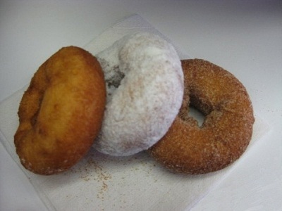 Our Three Varieties of Donuts- Plain, Sugar, & Cinnamon